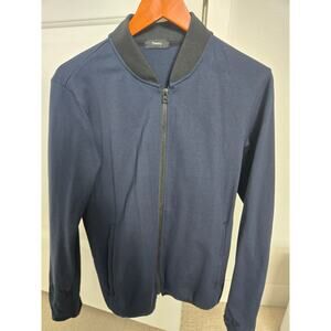 Theory Men's bomber jacket full-zip front with ribbed-knit collar XS - Navy